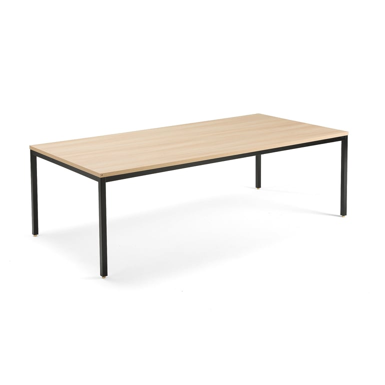 Levně Jednací stůl QBUS, 2400x1200 mm, 4 nohy, černý rám, dub