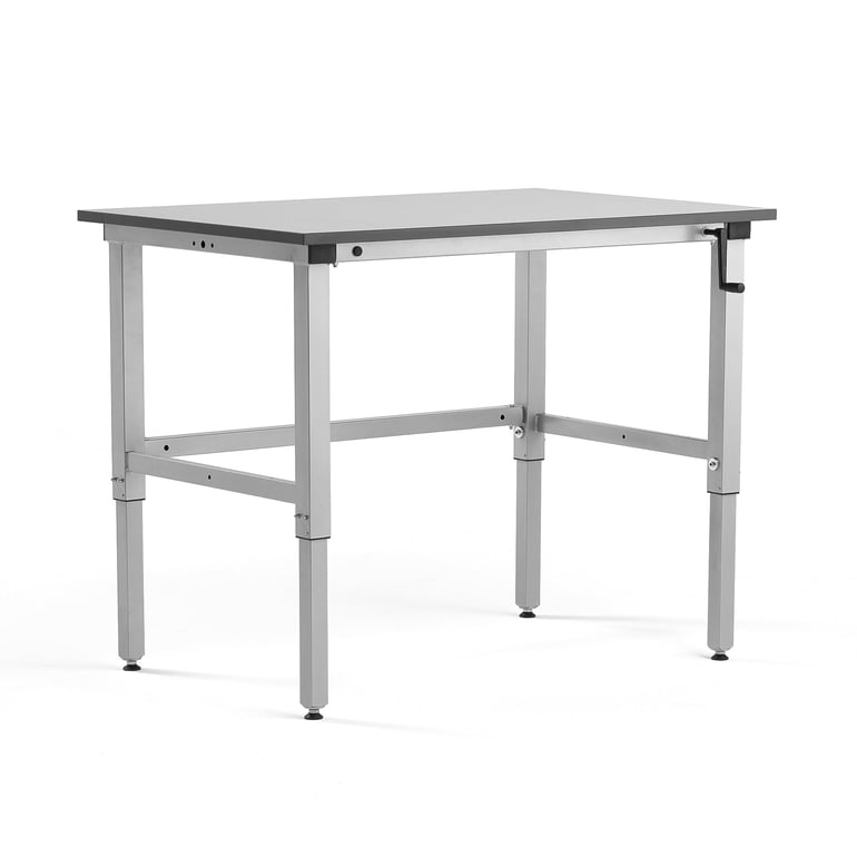Levně Výškově nastavitelný pracovní stůl MOTION, manuální, 1200x800 mm, 150 kg, šedá