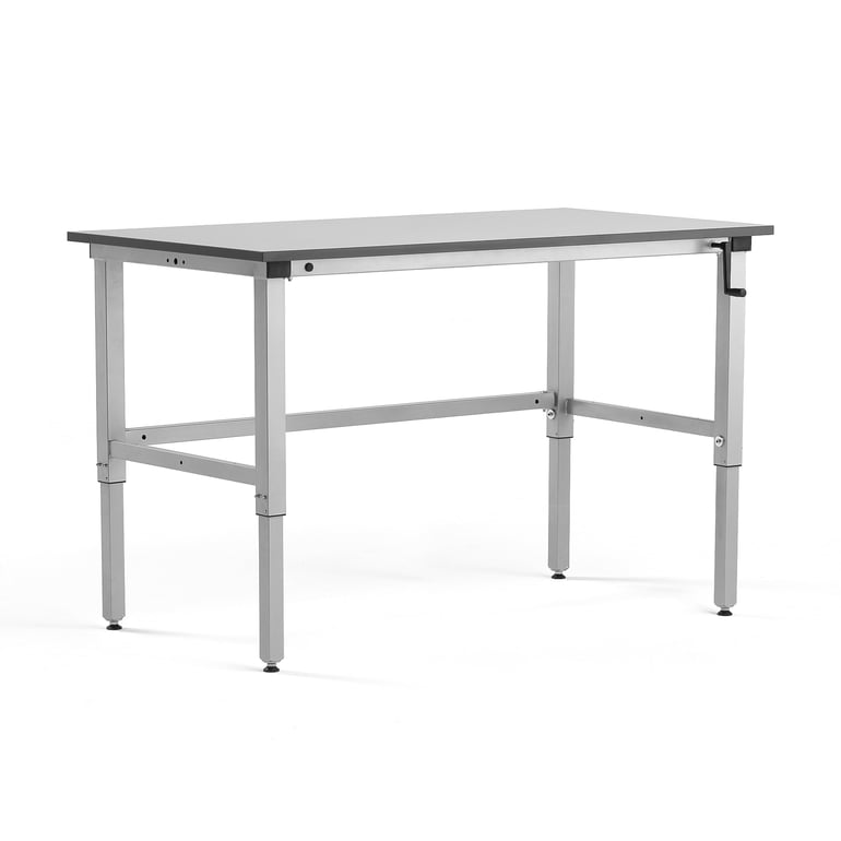 Levně Výškově nastavitelný pracovní stůl MOTION, manuální, 1500x800 mm, 150 kg, šedá