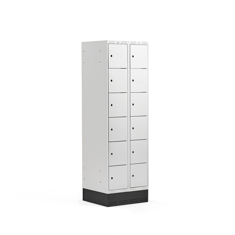 6 door locker CLASSIC, skirting base, 2 modules, 1890x600x550mm, grey ...