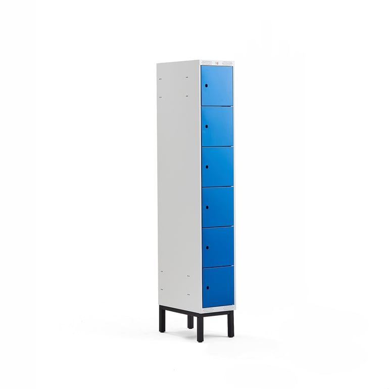 6 door locker CLASSIC, leg frame, 1 module, 1940x300x550mm, blue | AJ ...