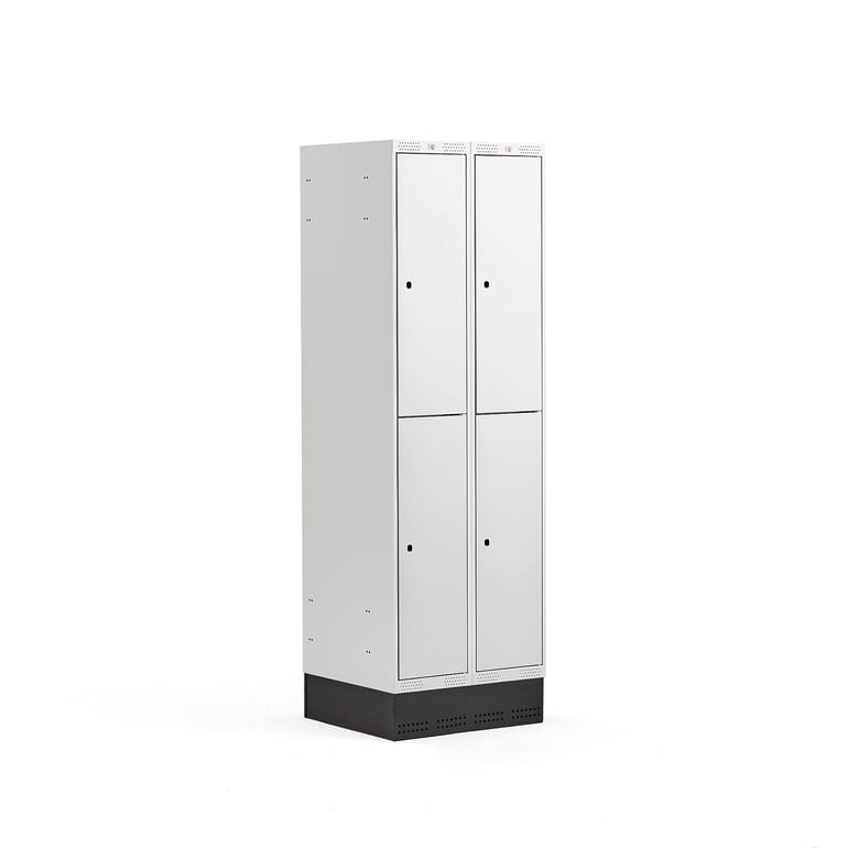 Levně Boxová šatní skříň CLASSIC, se soklem, 2 sekce, 4 boxy, 1890x600x550 mm, šedé dveře