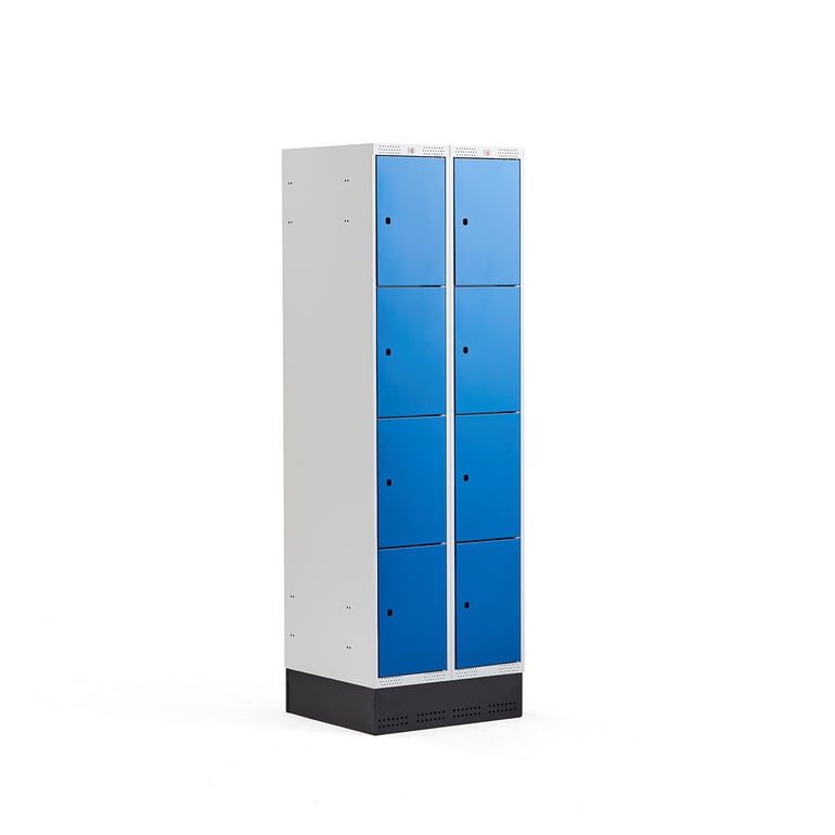 4 door locker CLASSIC, skirting base, 2 modules, 1890x600x550mm, blue ...