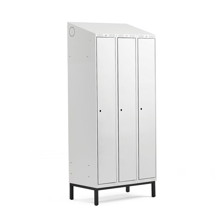 Full length locker CLASSIC, leg frame, 3 modules, 2100x900x550mm, grey ...