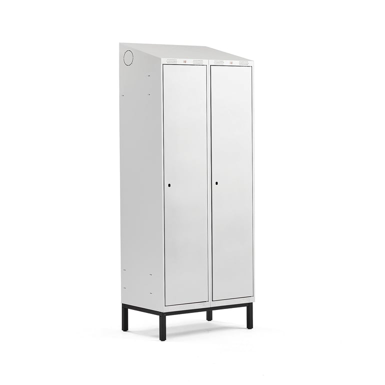Full length locker CLASSIC, leg frame, 2 modules, 2100x800x550mm, grey ...