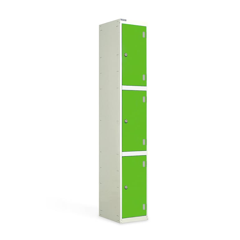 Laminate door locker, splashproof, 1800x300x300 mm, 3 door, green | AJ ...