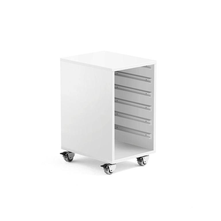 Drevená skrinka na plastové boxy IDA, 1 sekcia, 350x450x635 mm, biela