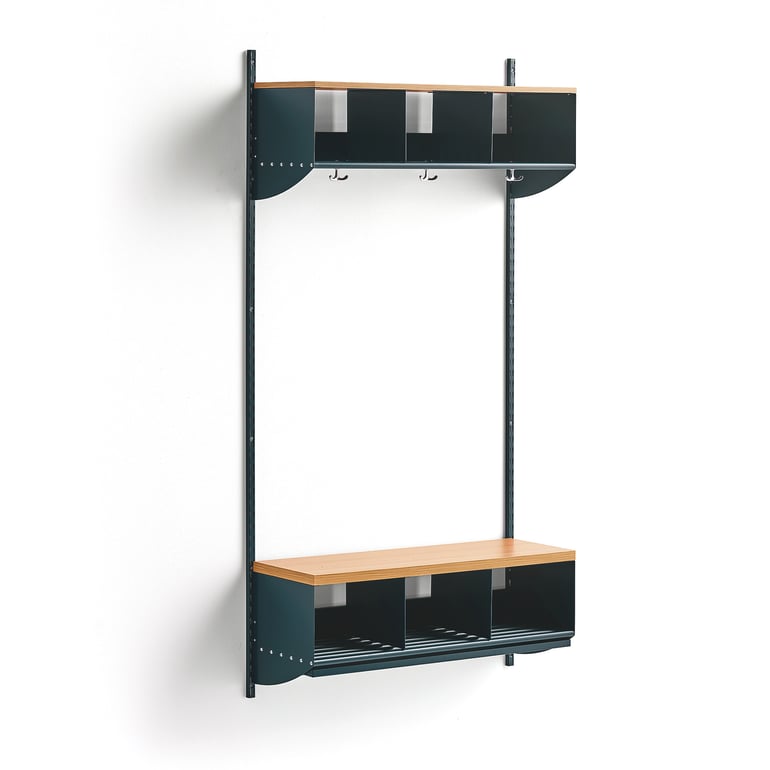 Cloakroom unit BASIC with 3 cubbys, basic unit, 1790x900x300 mm, blue ...