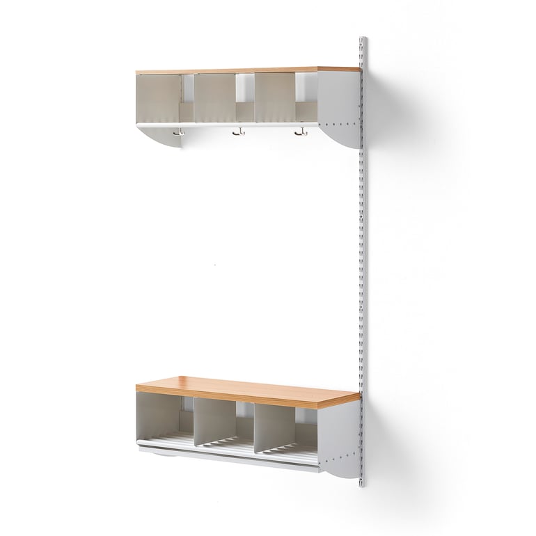 Cloakroom unit BASIC with 3 cubbys, add-on unit, 1790x900x300 mm, white ...