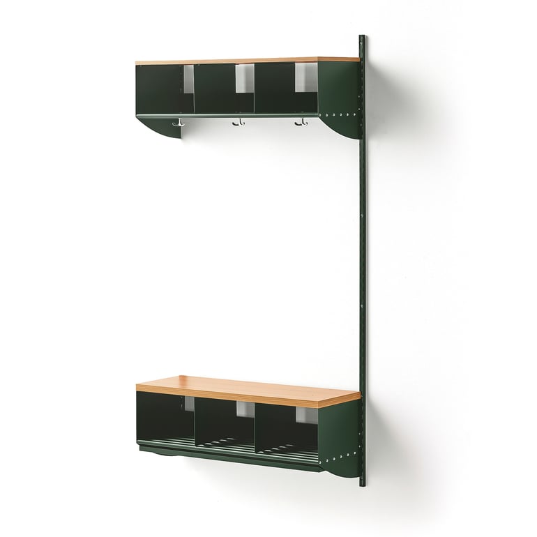 Cloakroom unit BASIC with 3 cubbys, add-on unit, 1790x900x300 mm, green ...