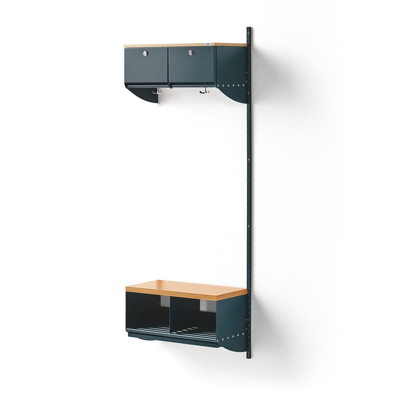 Cloakroom unit BASIC with 2 closed cubbys, add-on unit, 1790x600x300 mm ...