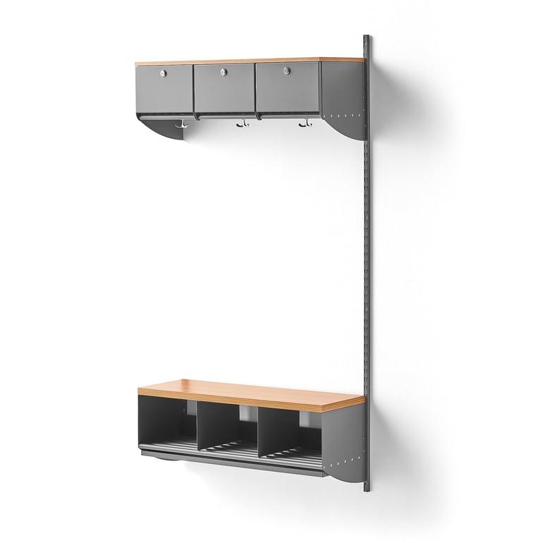 Cloakroom unit BASIC with 3 closed cubbys, add-on unit, 1790x900x300 mm ...