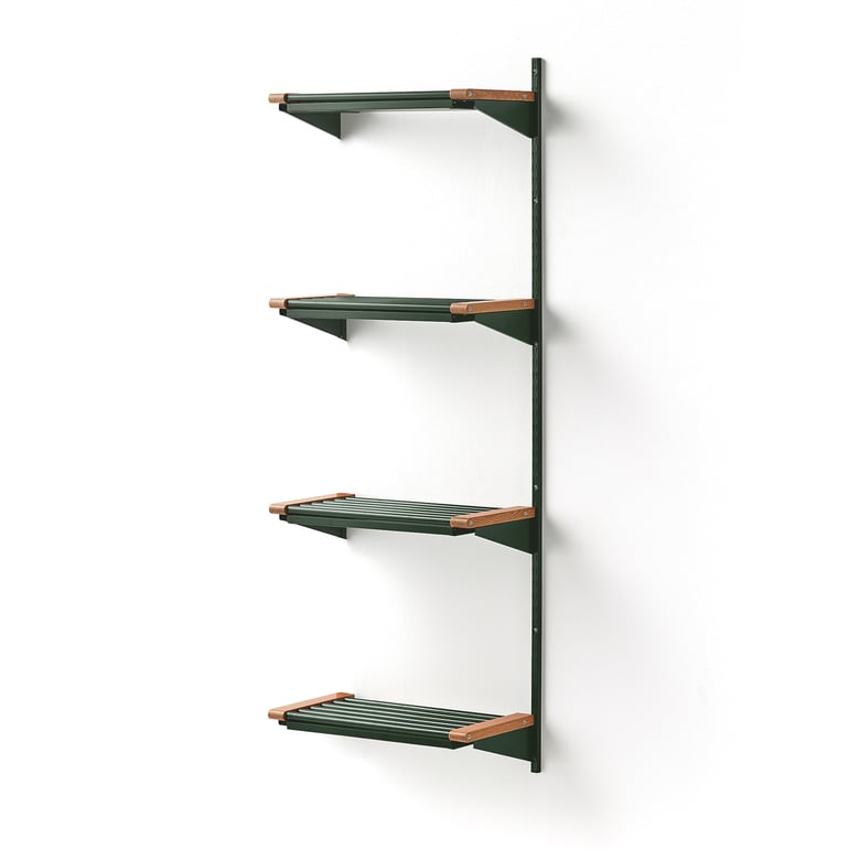Regál na topánky JEPPE so 4 policami, prídavná sekcia, 1790x600x310 mm, zelená/dub