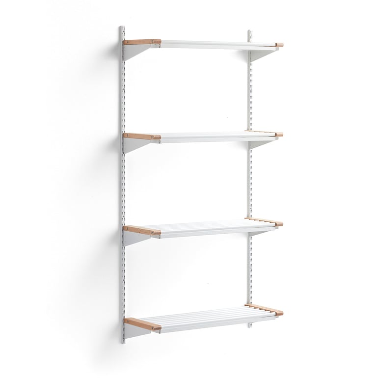 Regál na topánky JEPPE so 4 policami, základná sekcia, 1790x900x310 mm, biela/breza