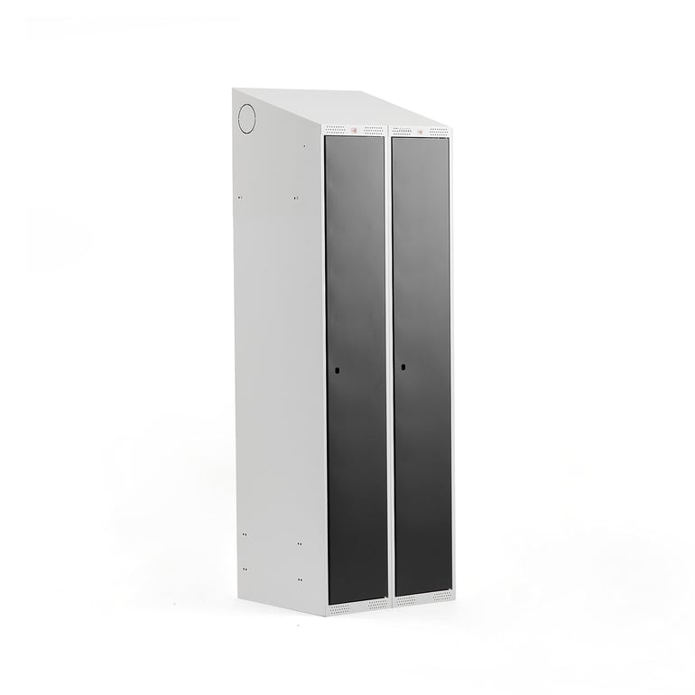 Full length locker CLASSIC, 2 modules, 1900x600x550 mm, black | AJ ...