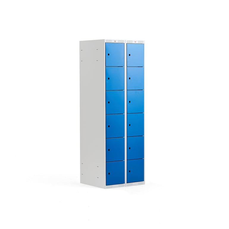Šatníková skriňa, 12 dverová/2 sekcie, Š 600 x H 550 x V 1740 mm, sivá/modr