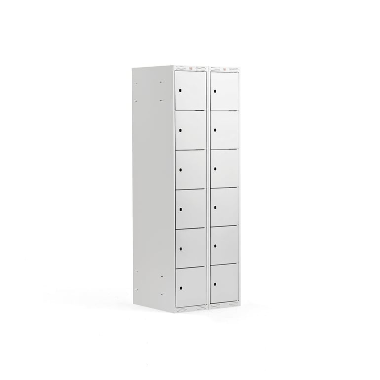 Šatníková skriňa, 12 dverová/2 sekcie, Š 600 x H 550 x V 1740 mm, sivá/sivá