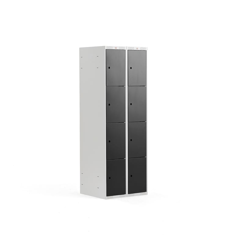 Levně Boxová šatní skříň CLASSIC, 2 sekce, 8 boxů, 1740x600x550 mm, šedá, černé dveře