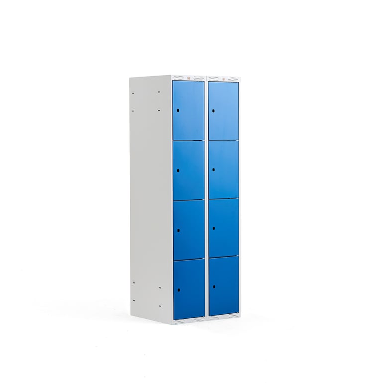 Levně Boxová šatní skříň CLASSIC, 2 sekce, 8 boxů, 1740x600x550 mm, šedá, modré dveře