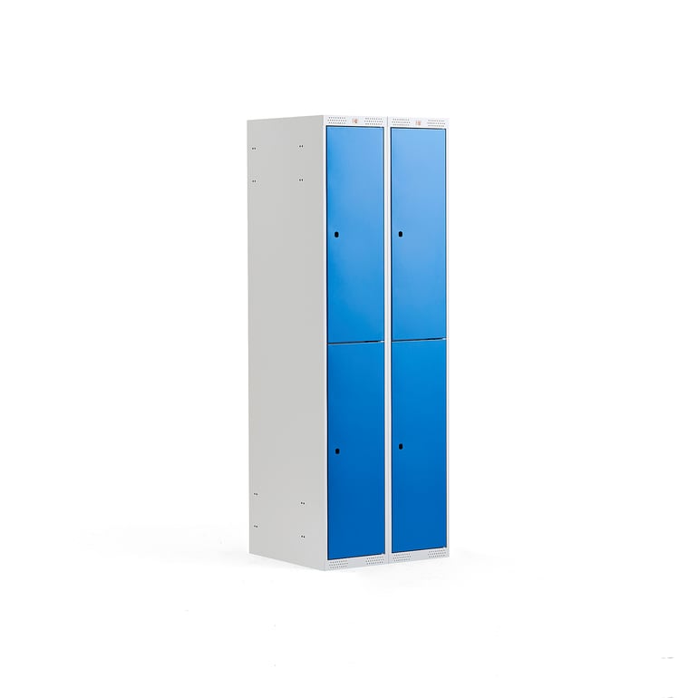 Levně Boxová šatní skříň CLASSIC, 2 sekce, 4 boxy, 1740x600x550 mm, šedá, modré dveře