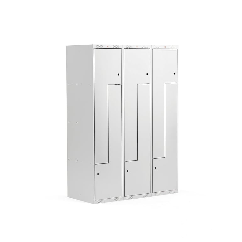 Levně Šatní skříňka CLASSIC Z, 3 sekce, 6 boxů, 1800x1200x500 mm, kovové dveře, šedé