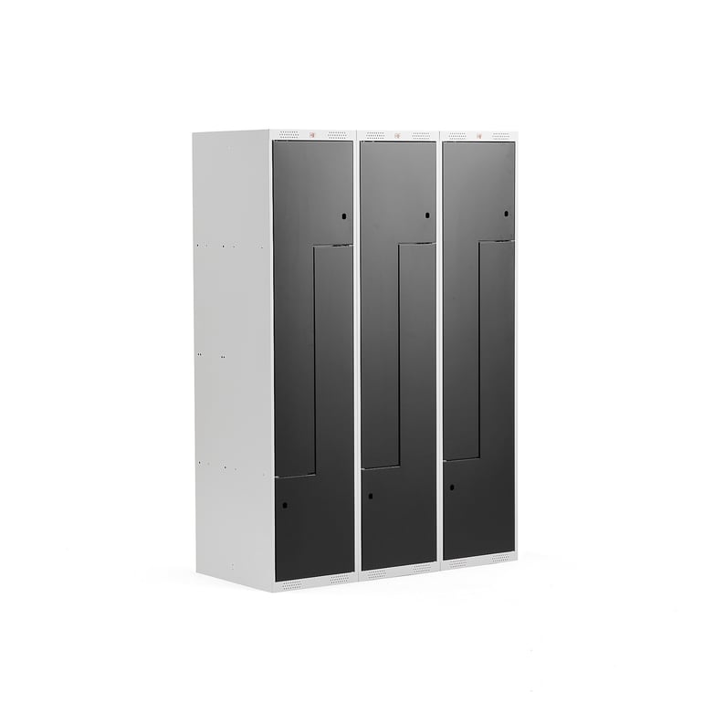 Levně Šatní skříňka CLASSIC Z, 3 sekce, 6 boxů, 1800x1200x500 mm, šedá/černé dveře