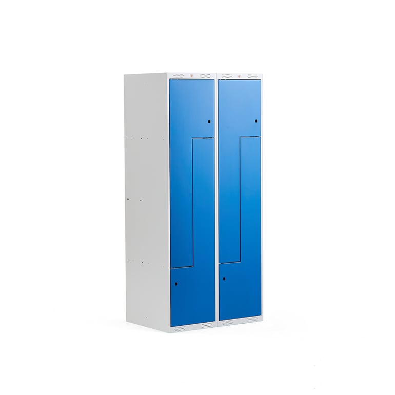 Levně Šatní skříňka CLASSIC Z, 2 sekce, 4 boxy, 1800x800x500 mm, kovové dveře, modré
