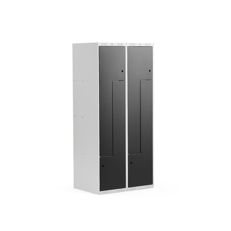 Levně Šatní skříňka CLASSIC Z, 2 sekce, 4 boxy, 1800x800x500 mm, šedá/černé dveře