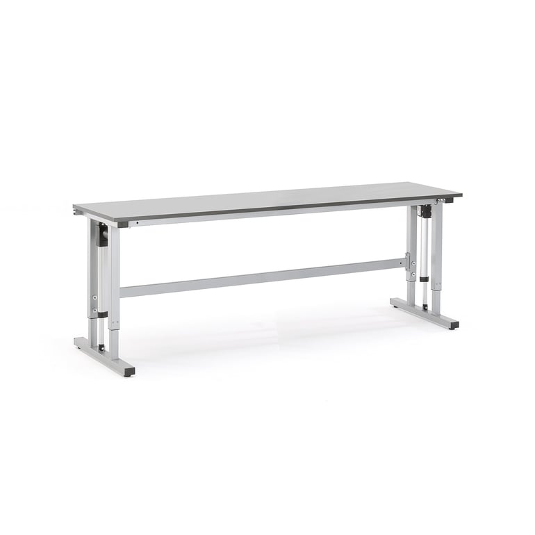 Výškovo nastaviteľný dielenský stôl MOTION, 2500x600 mm, nosnosť 300 kg