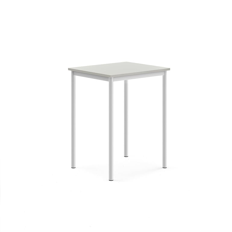 Levně Stůl SONITUS, 700x600x900 mm, bílé nohy, HPL deska tlumící hluk, šedá