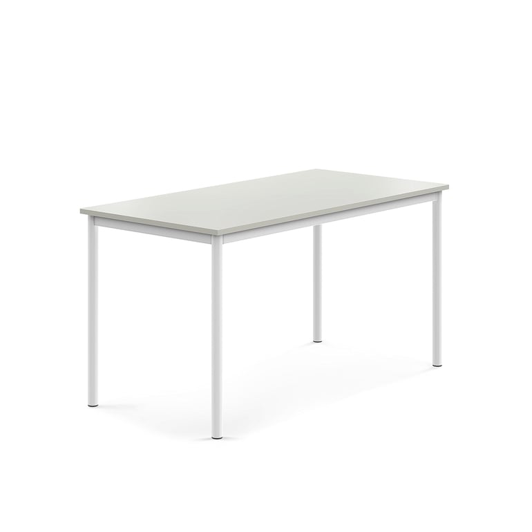 Levně Stůl SONITUS, 1400x700x720 mm, bílé nohy, HPL deska tlumící hluk, šedá