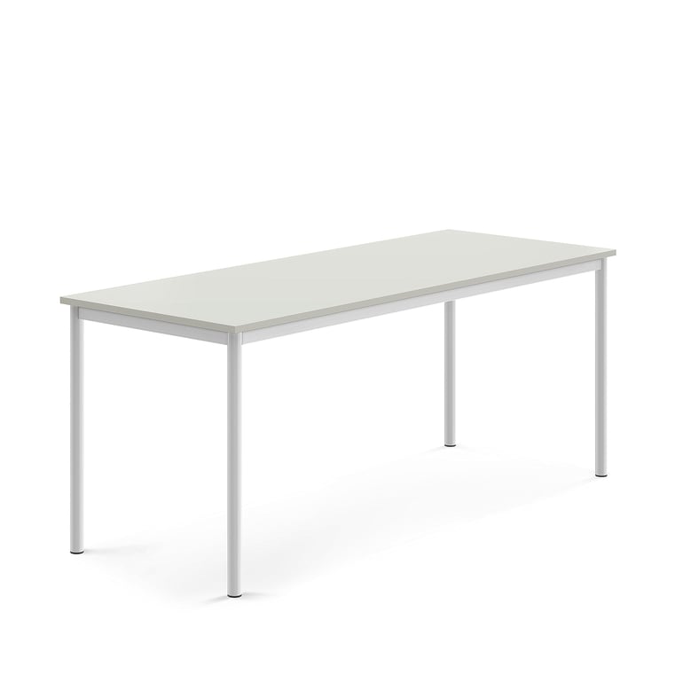 Levně Stůl SONITUS, 1800x700x720 mm, bílé nohy, HPL deska tlumící hluk, šedá