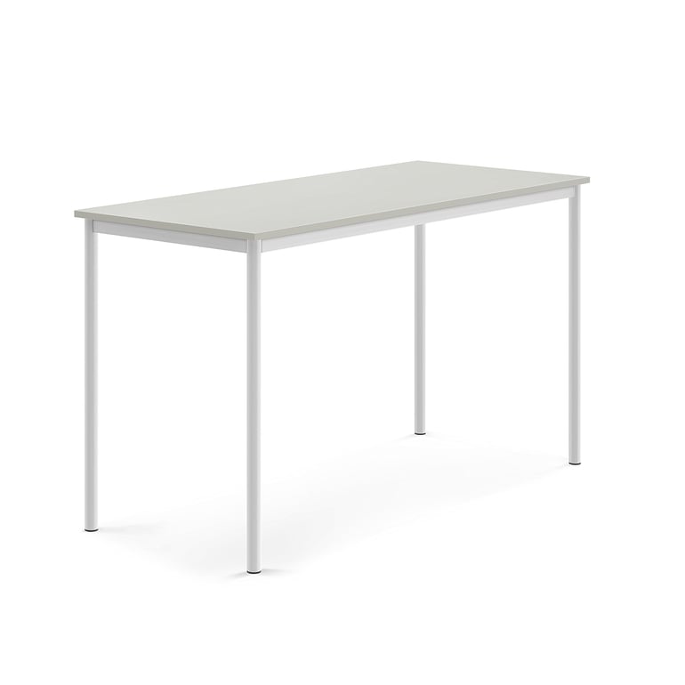 Levně Stůl SONITUS, 1600x700x900 mm, bílé nohy, HPL deska tlumící hluk, šedá