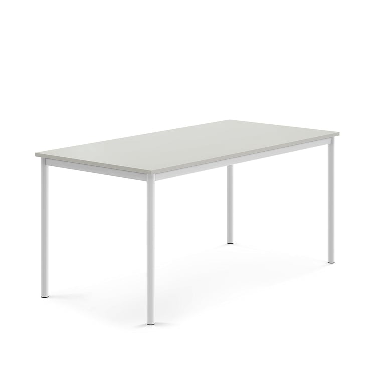 Levně Stůl SONITUS, 1600x800x720 mm, bílé nohy, HPL deska tlumící hluk, šedá