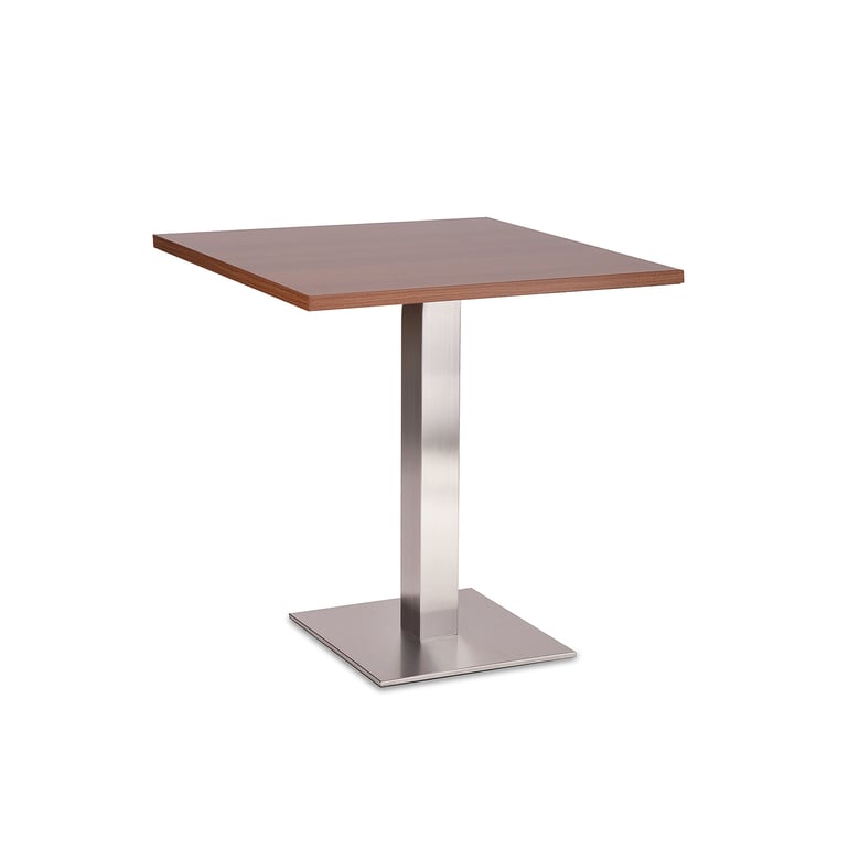Square café table ALISON, 700x700x755 mm, stainless, walnut | AJ ...