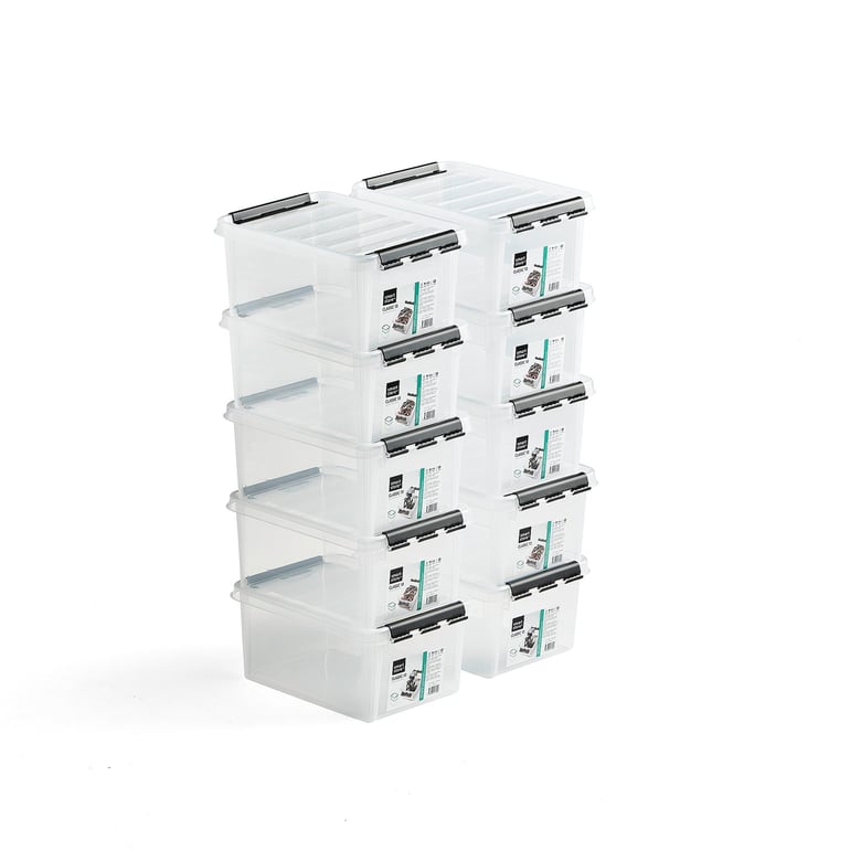 Kunststoffbehälter LEE mit Deckel, 8 l, 340 x 250 x 160, transparent ...