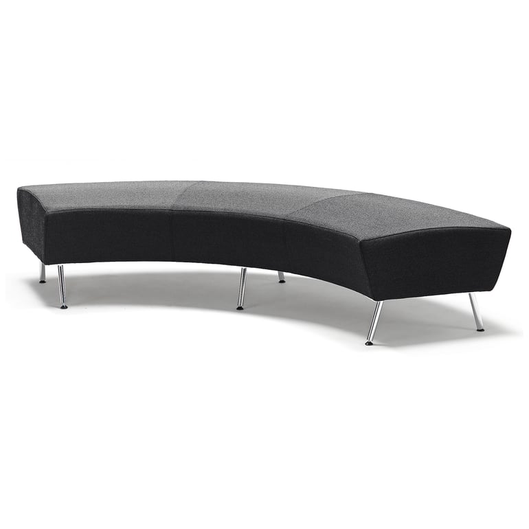 Curved bench ALEX, Medley fabric, black | AJ Products UK