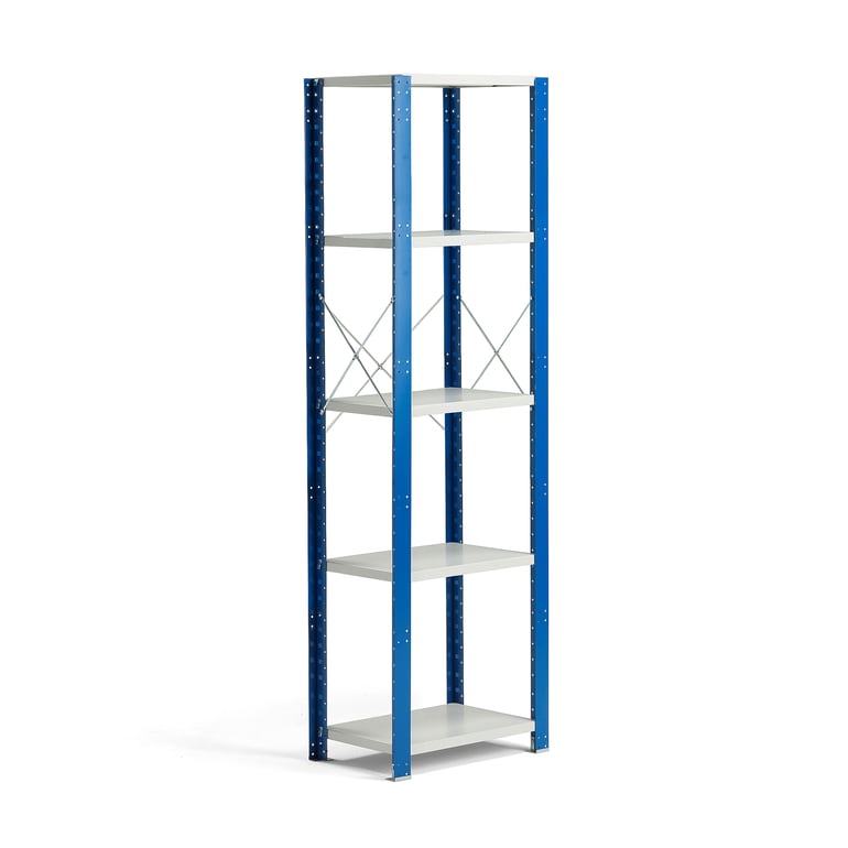Levně Kovový regál MIX, 2100x665x600 mm, modrý, šedé police