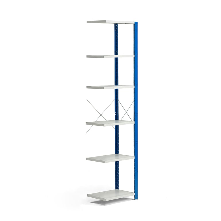 Levně Kovový regál MIX, přídavný, 2500x605x600 mm, modrý, šedé police