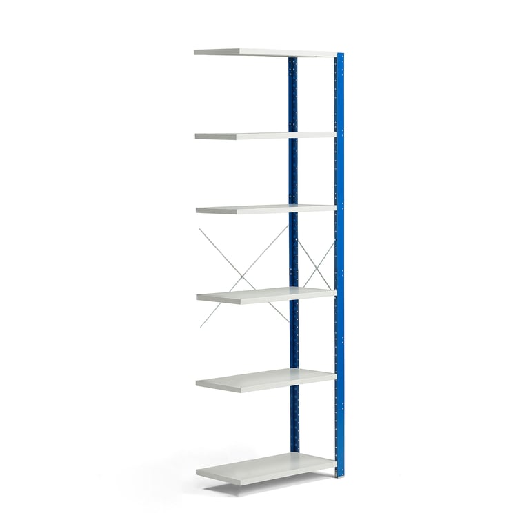 Levně Kovový regál MIX, přídavný, 2500x805x400 mm, modrý, šedé police