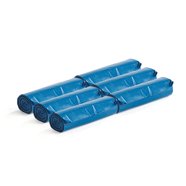 Levně Pytle na odpad, extra silné, 6 rolí (10 ks/role), 125 l, modré