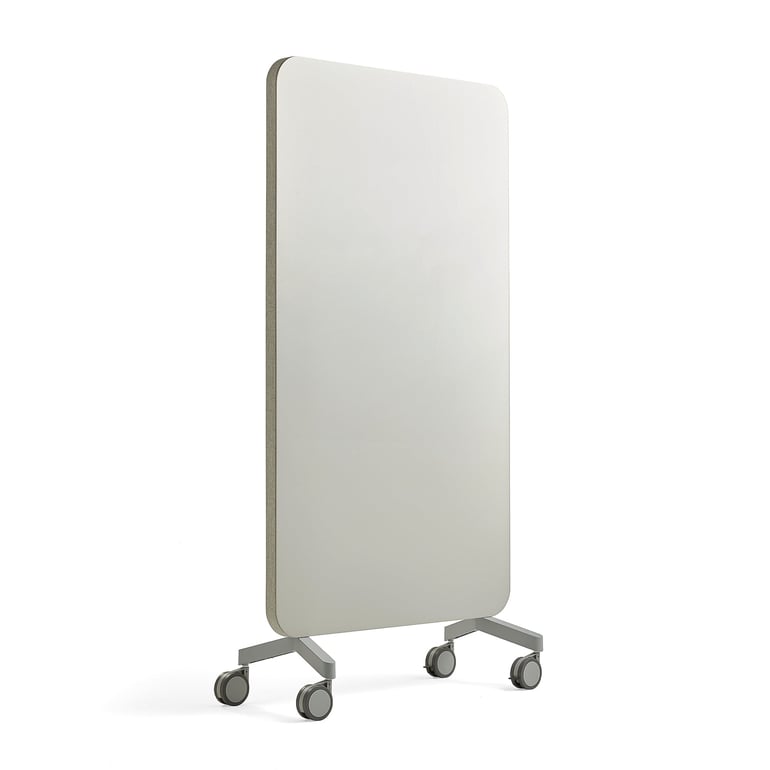 Levně Skleněná tabule s akustickým panelem MARY, mobilní, 1000x1960 mm, světle šedá