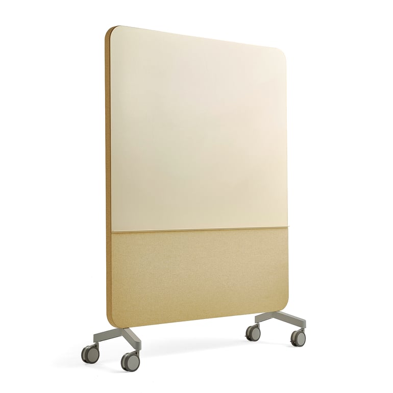 Levně Skleněná tabule s akustickým panelem MARY, mobilní, 1500x1960 mm, žlutá