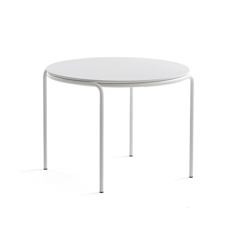 Levně Konferenční stolek ASHLEY, Ø770 mm, výška 530 mm, bílá, bílá deska