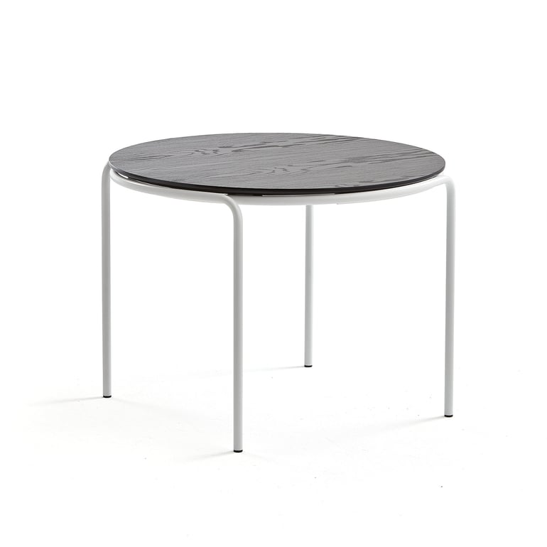 Levně Konferenční stolek ASHLEY, Ø770 mm, výška 530 mm, bílá, černá deska