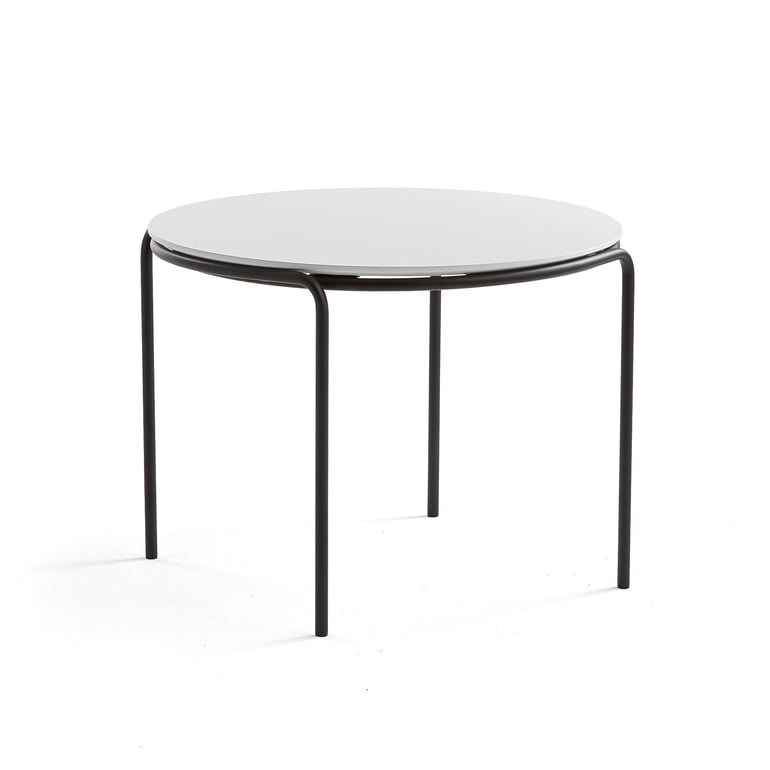 Levně Konferenční stolek ASHLEY, Ø770 mm, výška 530 mm, černá, bílá deska