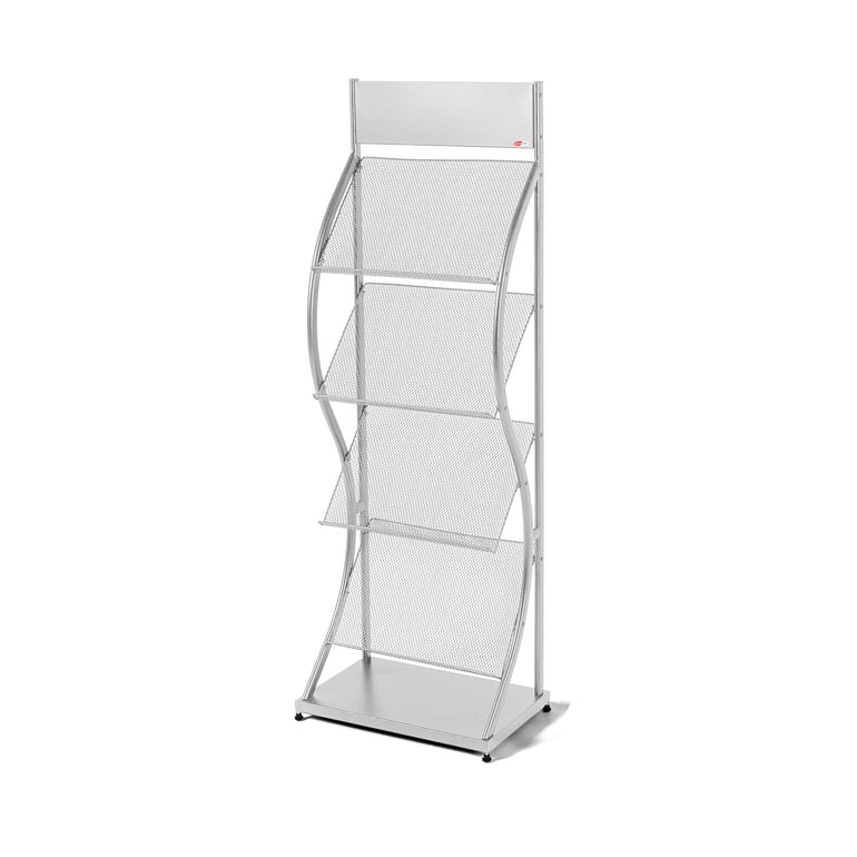 Wave leaflet rack, 4 x A3, grey | AJ Products UK