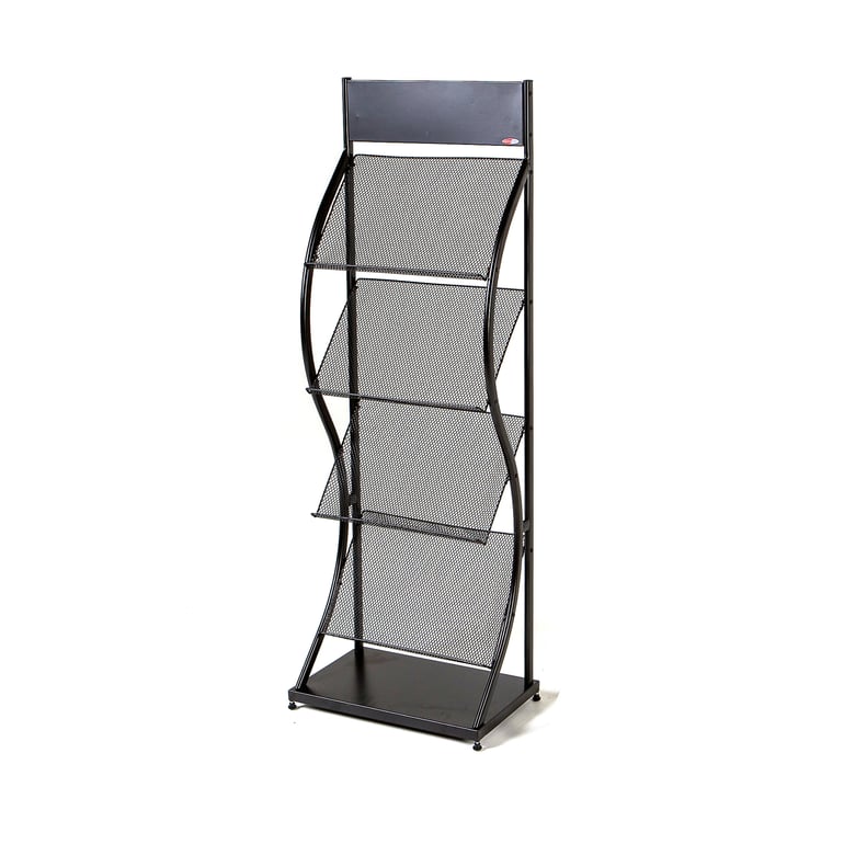 Wave leaflet rack, 4 x A3, black | AJ Products IE