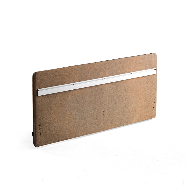 Reinforced desk screen ZIP RIVET, 1600x650 mm, copper with black zipper ...