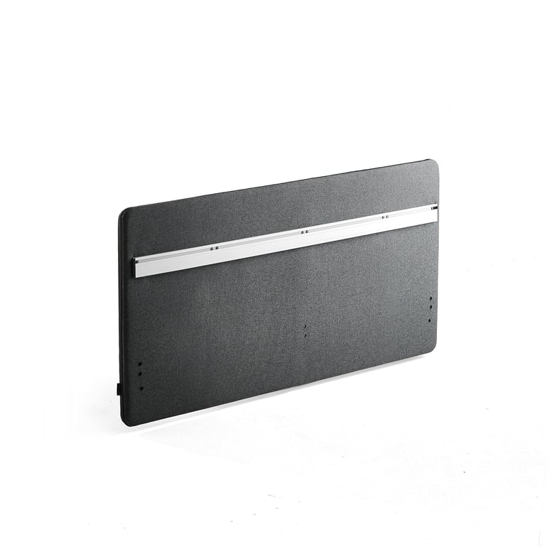 Reinforced desk screen ZIP RIVET, 1400x650 mm, anthracite with black ...